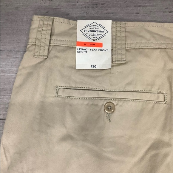 Men's St. John’s Bay 40 XL Chino Khakis Shorts Khaki Flat Front Cotton Twill NWT - Picture 5 of 8